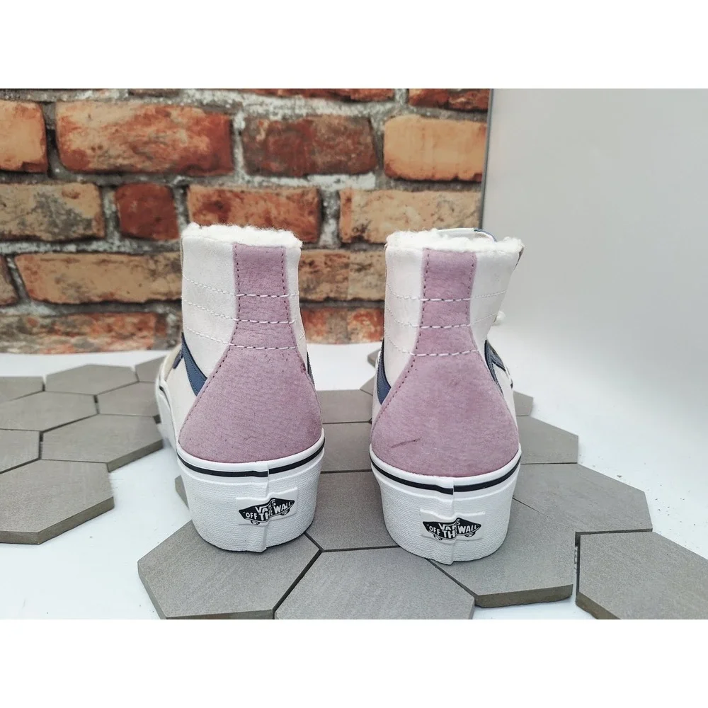 VANS Old Stack Platform Lift Shoes Sk8 Sherpa Faux Fur Stackform Women Sz  8 Knu